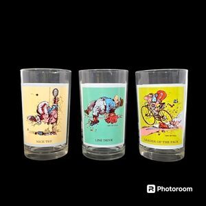 Pepsi Vtg 70s Sport Collector Series Drinking Glasses Gary Patterson Set Of 3‎